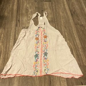 Embroidered sleeveless tank